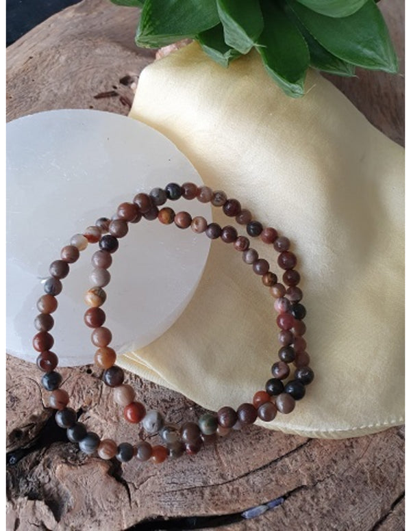 Kralen Armband Versteend Hout - 4 mm