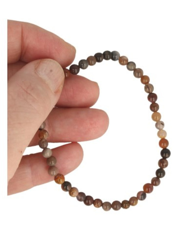 Kralen Armband Versteend Hout - 4 mm