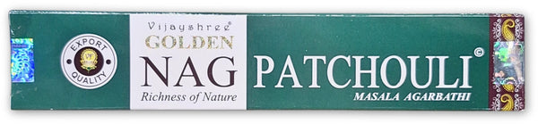 Vijayshree Golden NAG Patchouli Wierook Stokjes Aroma Therapie Ontspanning