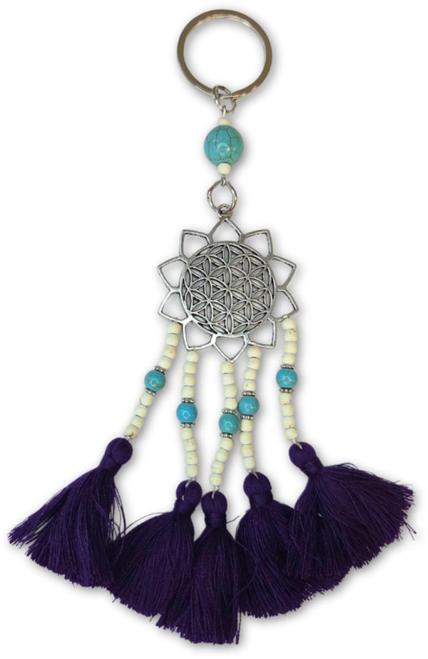 X Ibiza sleutelhanger - Flower of life - paars