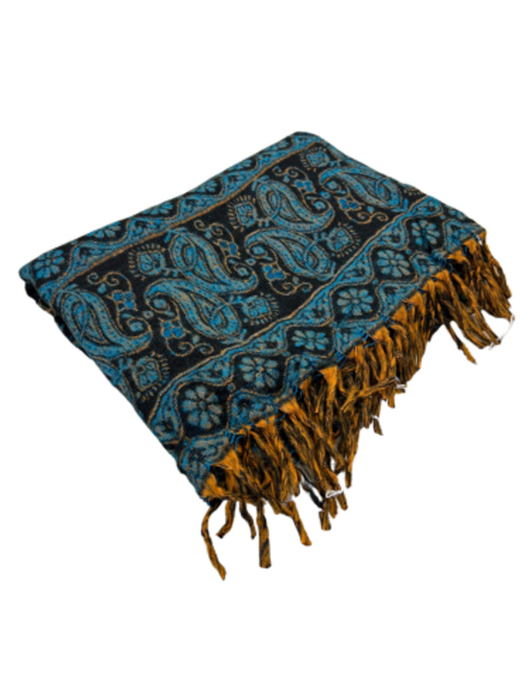 Meditatiedeken Zwart Oranje Blauw Acrylic Wool Nr 121