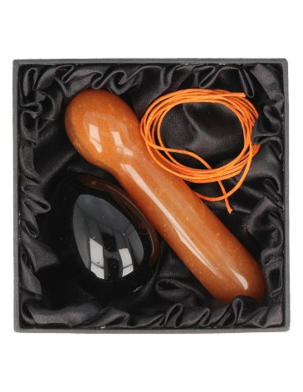 Yoni Massage Set Obsidiaan - Aventurijn Oranje
