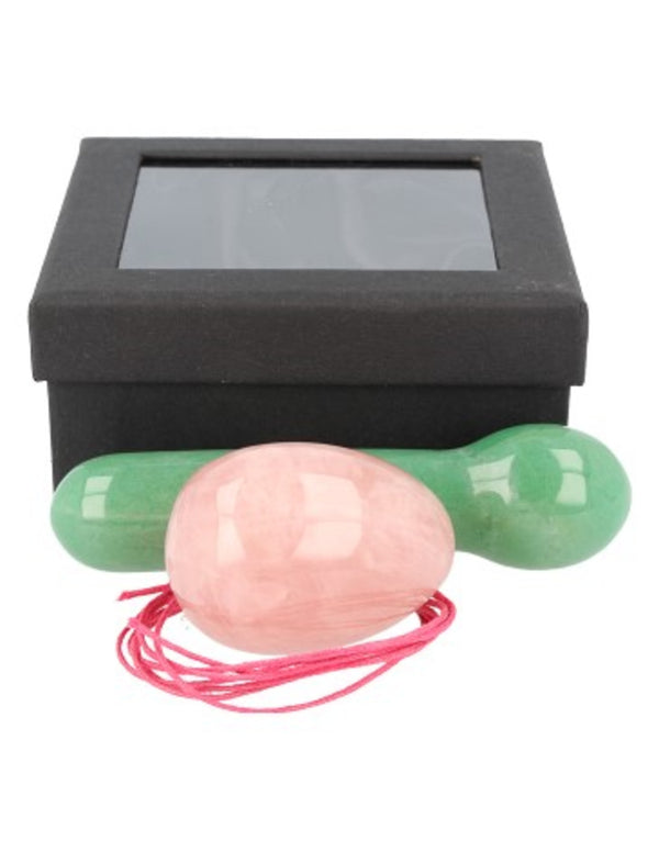 Yoni Massage Set Roze kwarts - Aventurijn Groen