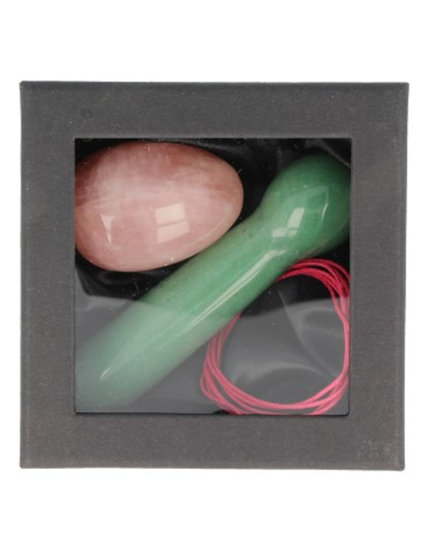 Yoni Massage Set Roze kwarts - Aventurijn Groen