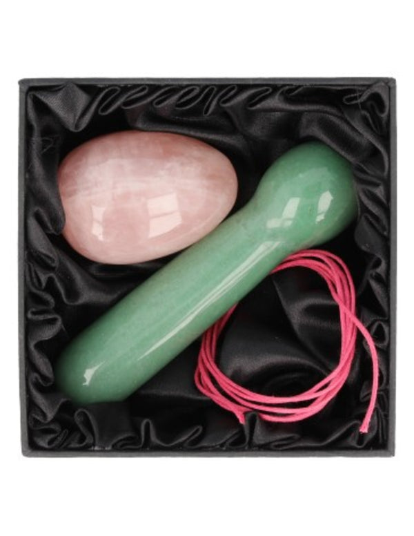Yoni Massage Set Roze kwarts - Aventurijn Groen