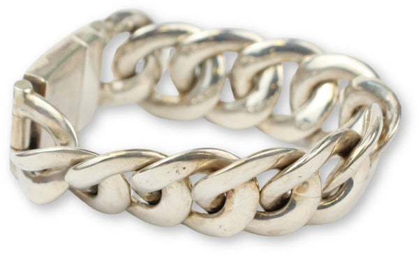 Zilveren dikke schakelarmband