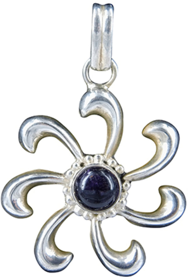 Zilveren hanger zon 7 stralen Amethist