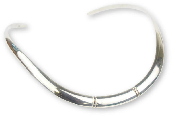 Zilveren regide collier bewerkt nr.03