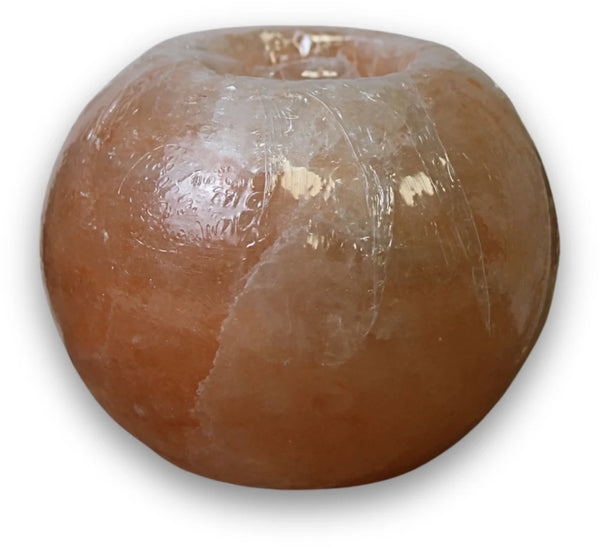 Zoutsteen Waxinelichthouder Oranje/Roze Bol (660 gram) 8 x 7.5 cm
