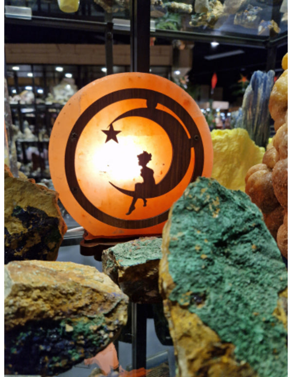 Zoutsteen Lamp Deco Fairy Moon Inclusief Kabel en Lampje