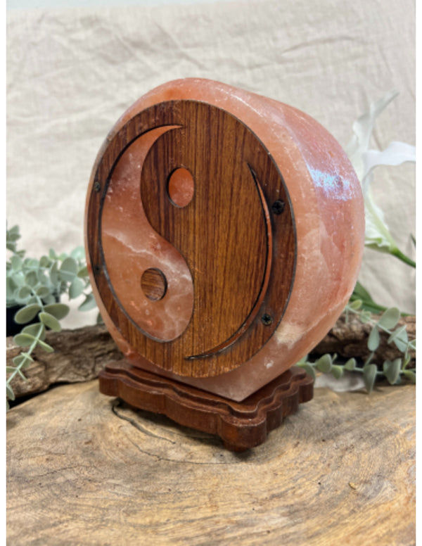 Zoutsteen Yin Yang Lamp Inclusief Kabel en 15 Watt Lampje