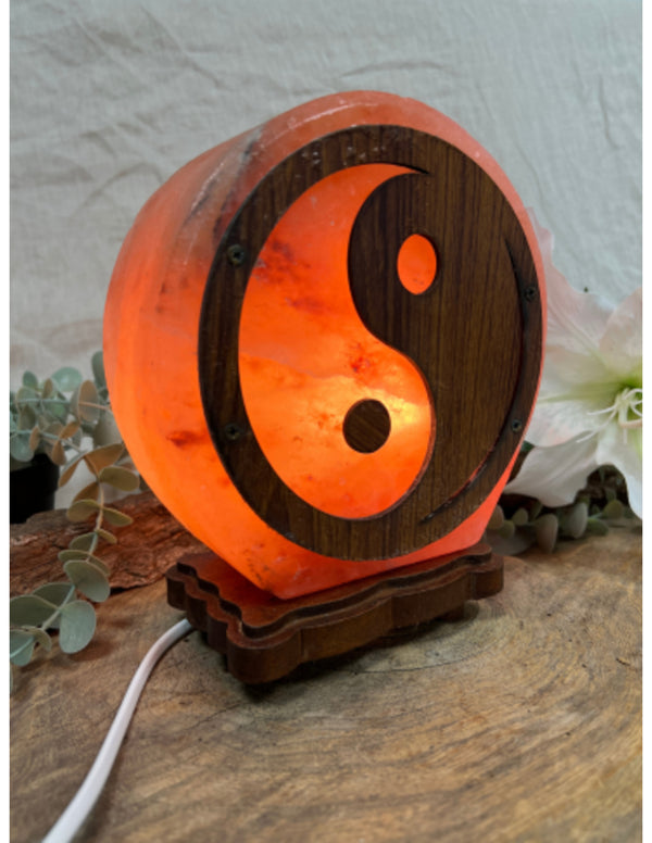 Zoutsteen Yin Yang Lamp Inclusief Kabel en 15 Watt Lampje