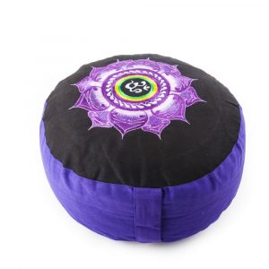 Yogi & Yogini Meditatiekussen Rond Katoen Zwart Violet - Lotus - 33 x 17 cm