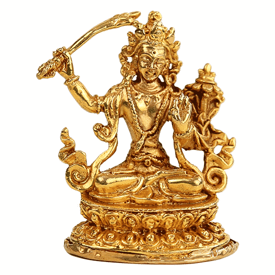 Minibeeldje Manjushri Goudkleurig - 5 cm