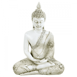 Thaise Boeddha Beeld Mediterend Polyresin Wit - 22 x 14 x 27 cm
