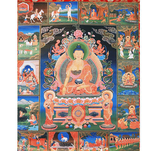 Thangka Reproductie - Boeddha&apos;s Levensverhaal