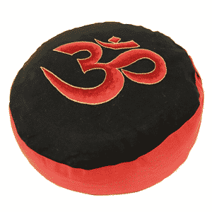 Yogi & Yogini Meditatiekussen Rond Katoen Zwart Rood - OHM - 33 x 17 cm