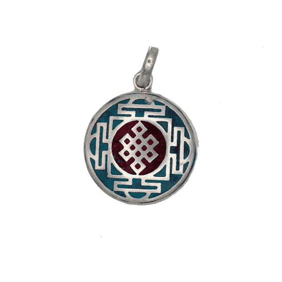 Oneindige Knoop Hanger Turquoise met Rood