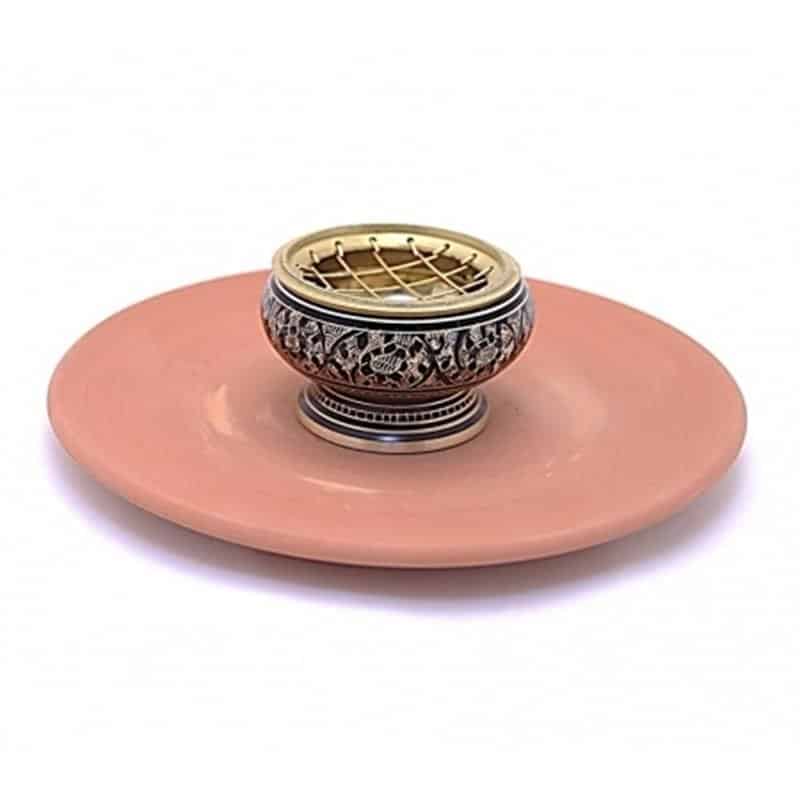 Wierookbrander Messing Terracotta Schaal (6,5 x 4,5 cm)