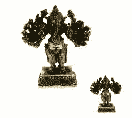 Minibeeldje Ganesha 16 Armen Messing - 7 cm