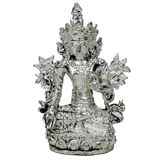 Tara Boeddha Beeld Witte Tara Zilverkleurig - 4 cm