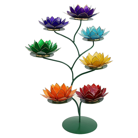 Chakra Lotus Display - 21 Lotus Sfeerlichten - Goudkleurige Randen