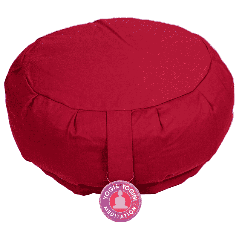 Yogi & Yogini Meditatiekussen Katoen Rond Rood - Geplooid - 33 x 16 cm