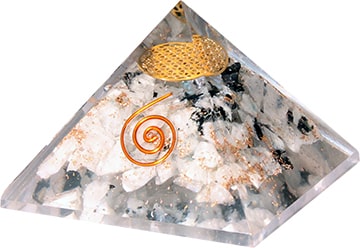 Orgonite Piramide Regenboog Maansteen - Flower of Life - (60 mm)
