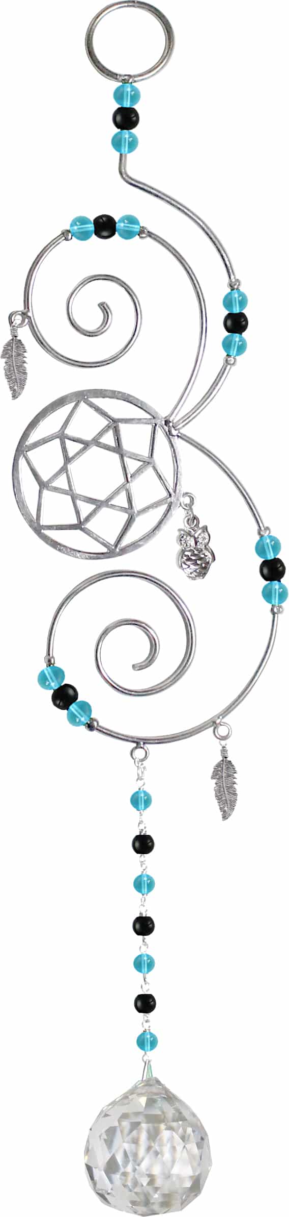 Ophangkristal aan Messingsdraad Dromenvanger Turquoise