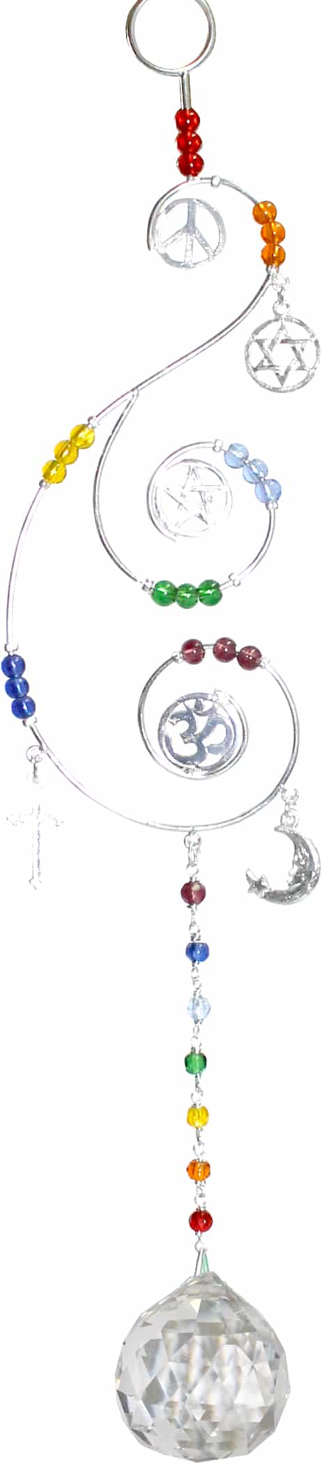 Ophangkristal aan Messingsdraad 7 Chakra Multifaith