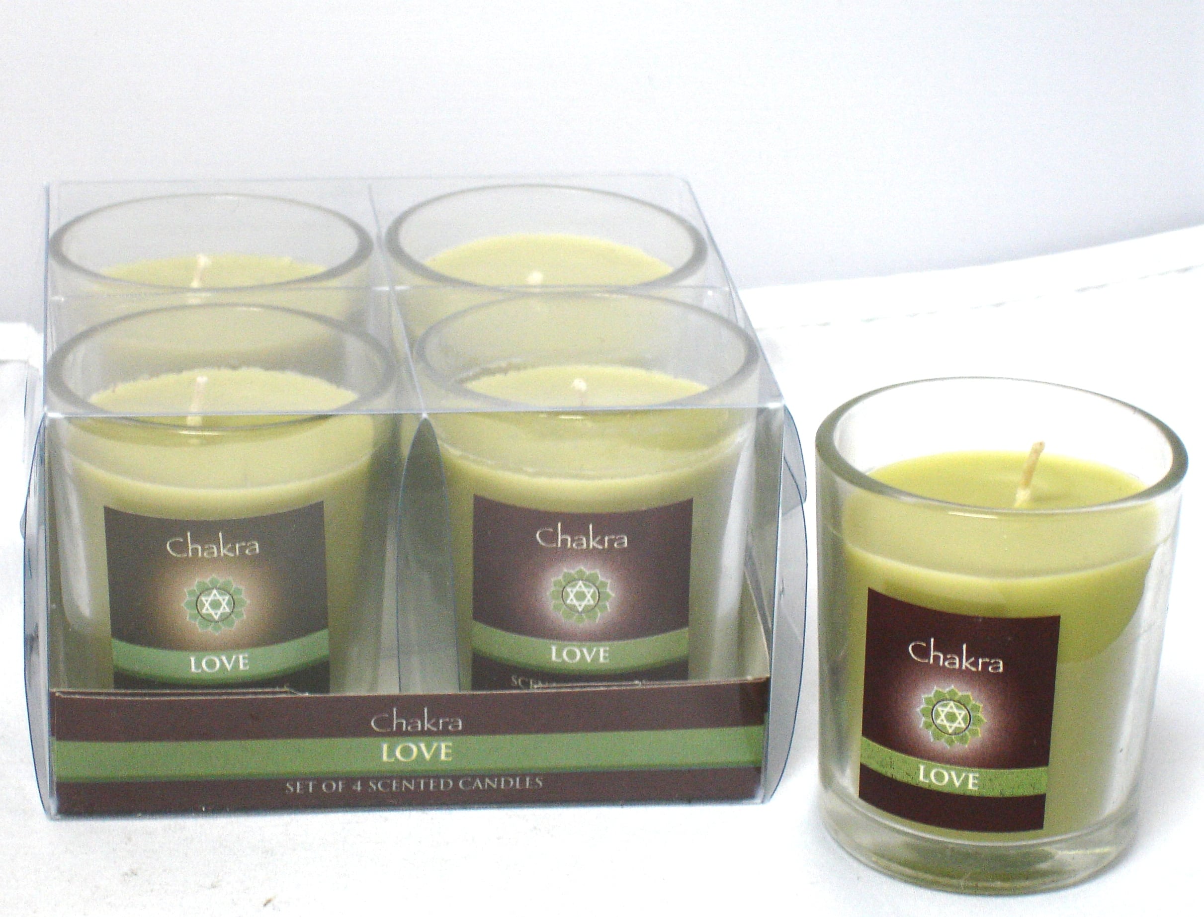 Green Tree Chakra Kaars Heart Chakra Love (Set van 4 )