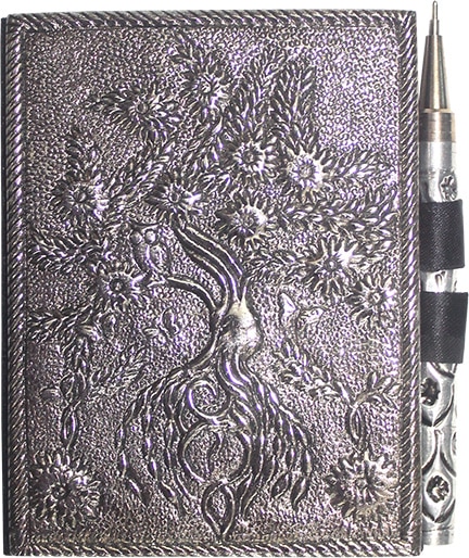 Klein Aantekenboek Witmetaal -Tree of Life