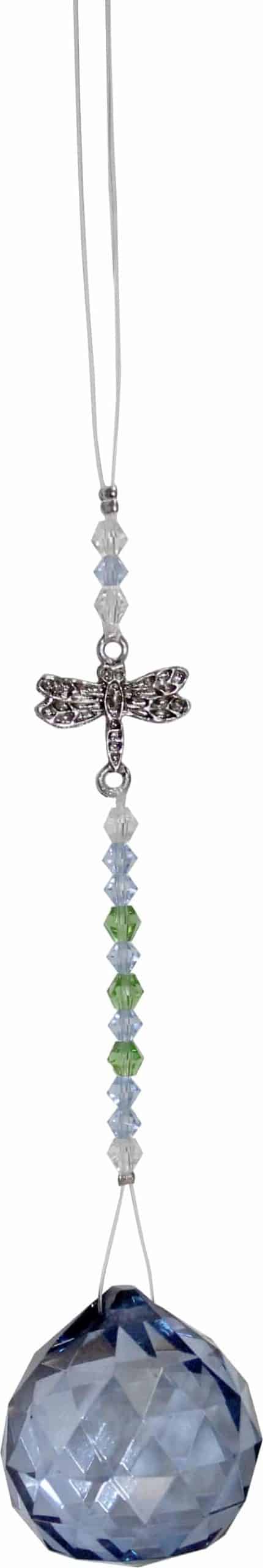 Hangend Kristal Geslepen Glas met Libelle - Lichtblauw