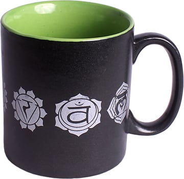 Zwarte Keramische Koffie Mok - 7 Chakras