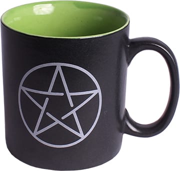 Zwarte Keramische Koffie Mok - Pentagram