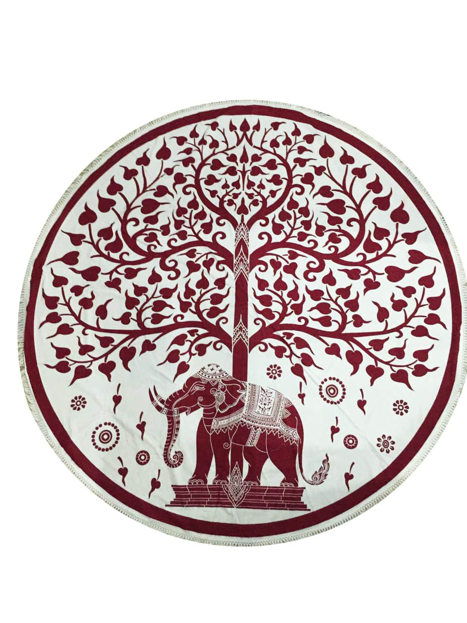 Ronde Katoenen Wandkleed - Olifant en Boom