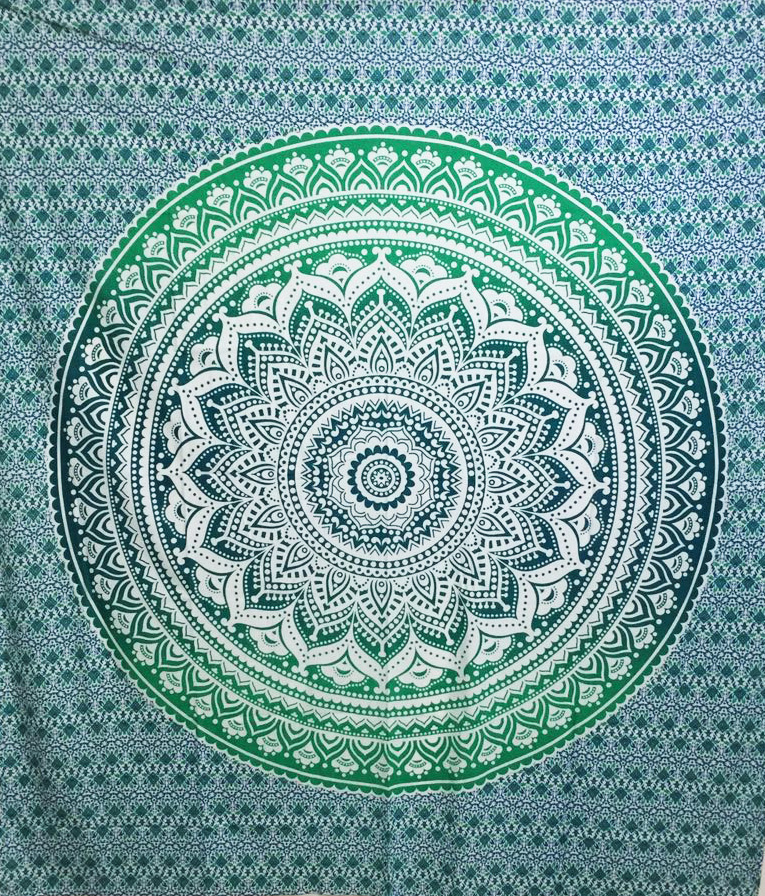 Mandala Wandkleed Vierkant Groen (228 x 228 cm)