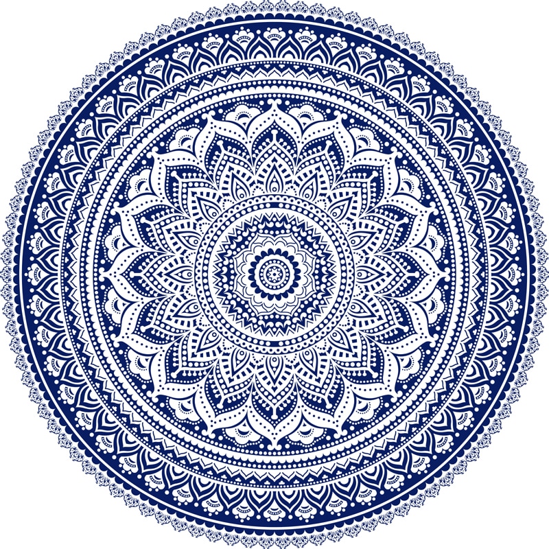 Mandala Wandkleed Rond Mandala Blauw (180 cm)