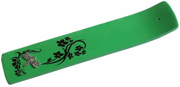 Breed Wierookplankje - Green Print with Metal Part - Dragonfly