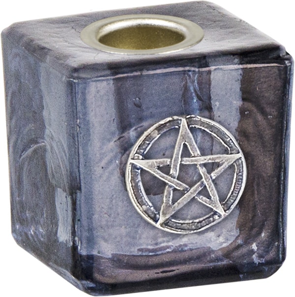 Kaarshouder Mini Kubusvorm Zwart met Pentagram