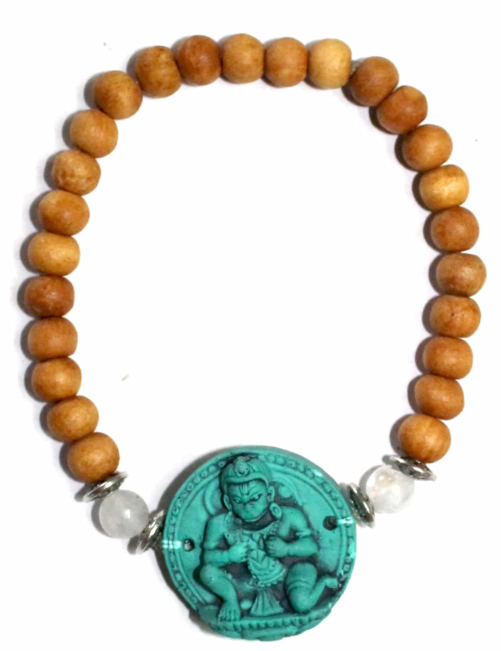 Sandalwood Elastische Armband Turquoise Hanuman