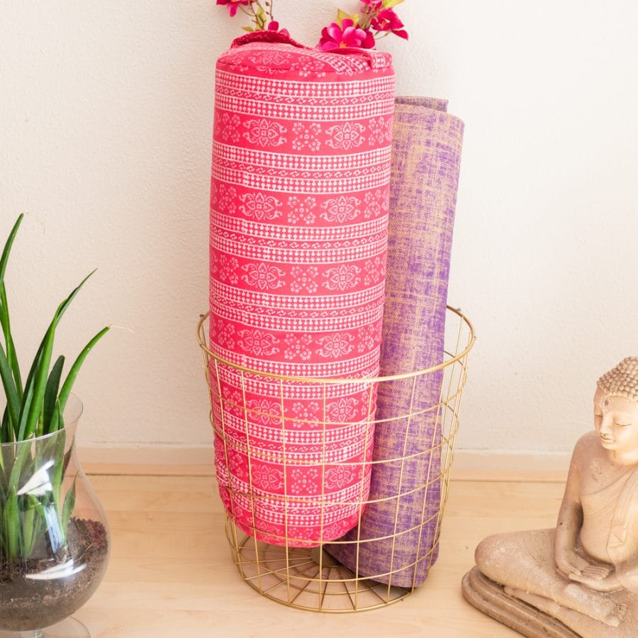 bolster katoen met blok print roze