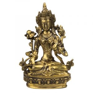 Tara Boeddha Beeld Witte Tare Bronskleurig - 20 cm