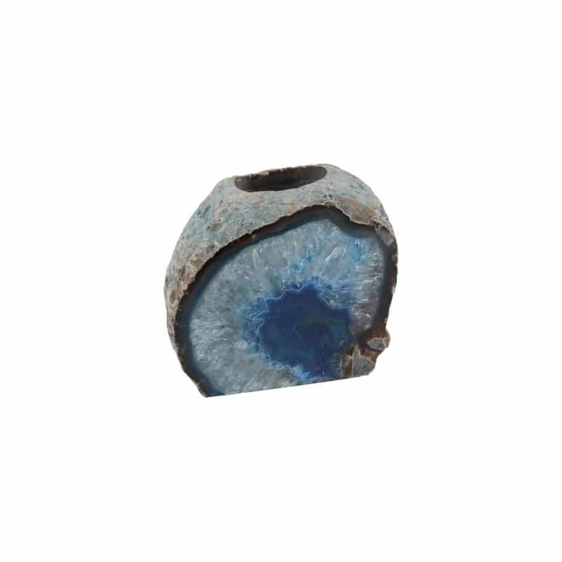 Waxinelichthouder Edelsteen Agaat Blauw 1 kg (ca 8-9 cm hoog)