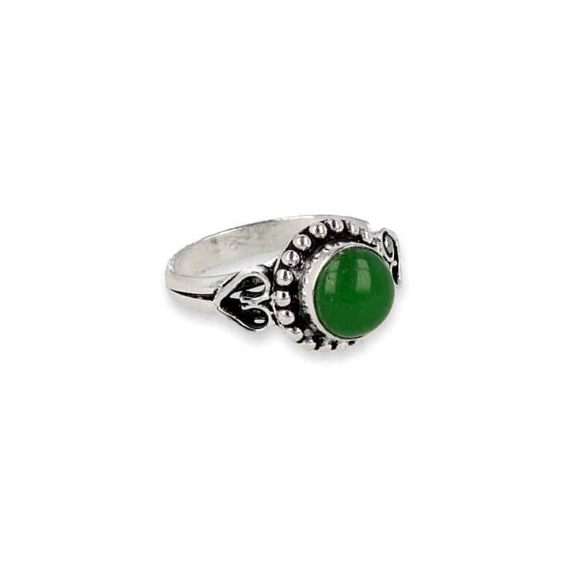 Verzilverde Ring Agaat Groen &apos;Love&apos; (Maat 16,25)