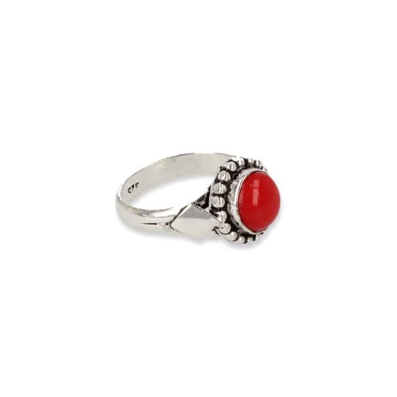 Verzilverde Ring Koraal - Look &apos;Ruit&apos; (Maat 17,5)