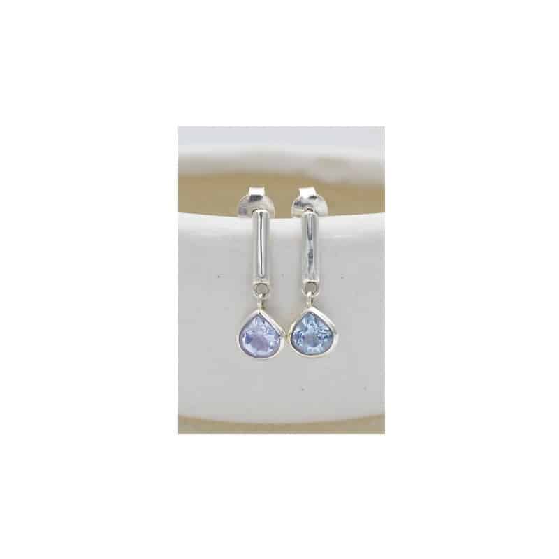 Zilveren Oorbellen Blauwe Topaas - 925 Sterling