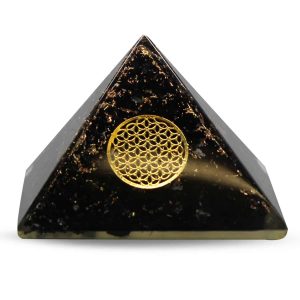 Orgonite Piramide Zwarte Toermalijn  - Flower of Life - (60 mm)