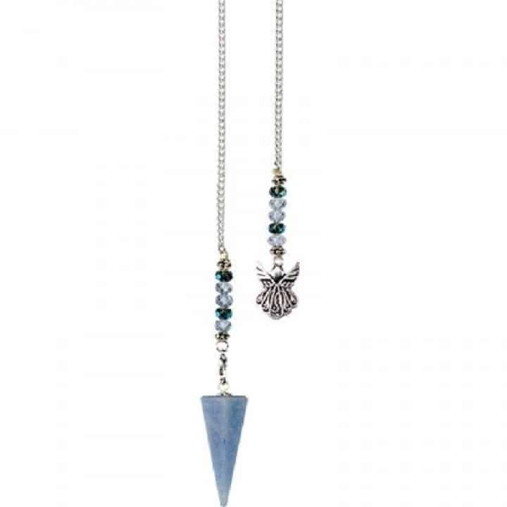 Pendel Edelsteen Angeliet Blauw met Engel
