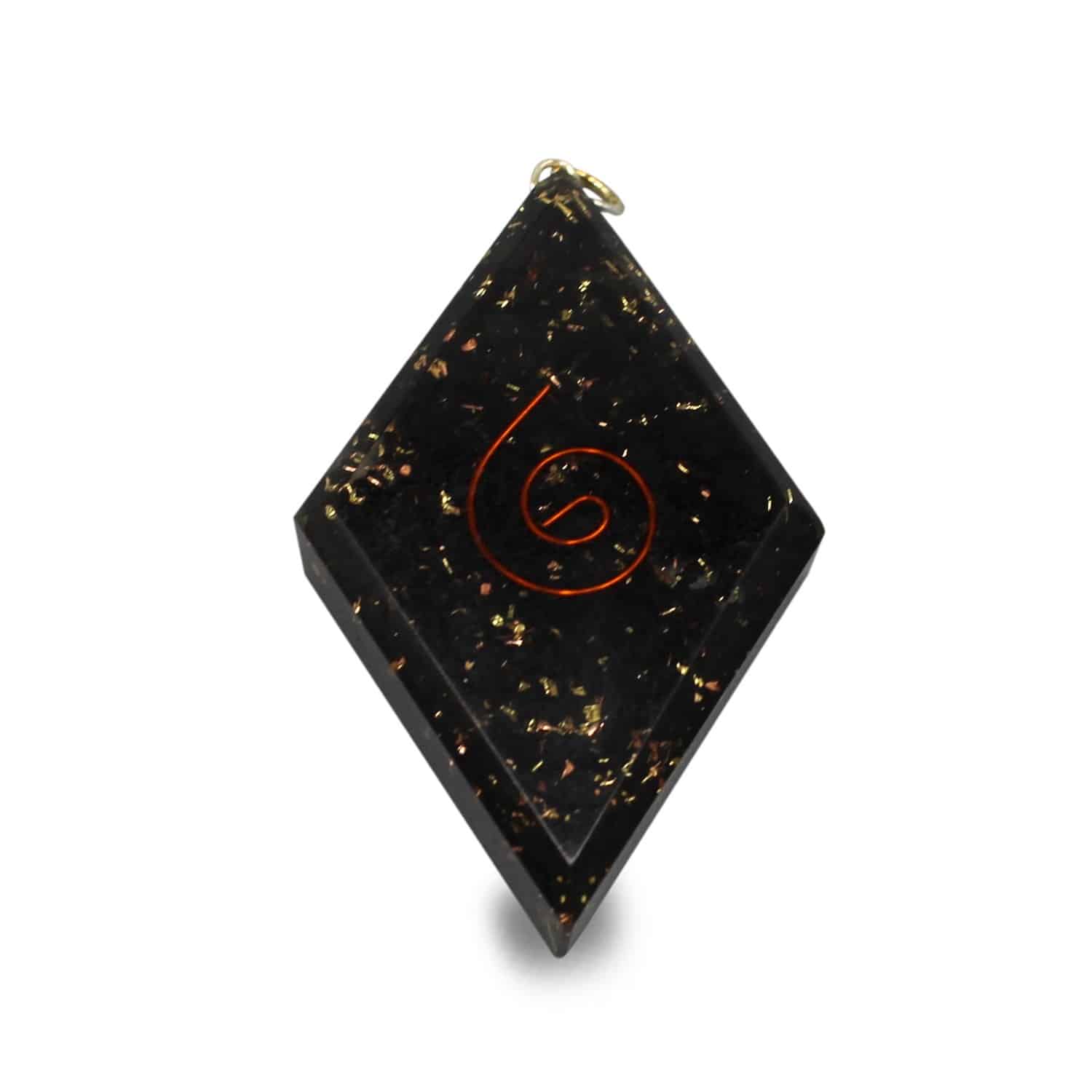 Orgonite Hanger Koperen Spiraal Ruitvorm Zwarte Toermalijn